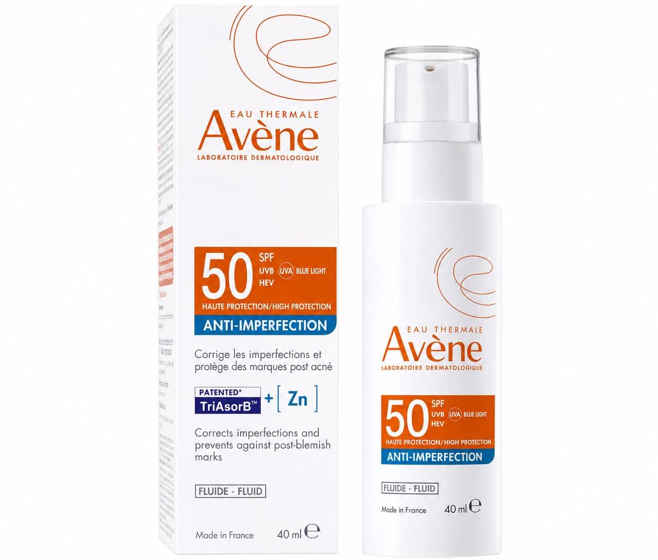 Avène-Soins solaires-Peaux sensibles FLUIDE ANTI-IMPERFECTION SPF50-40ml